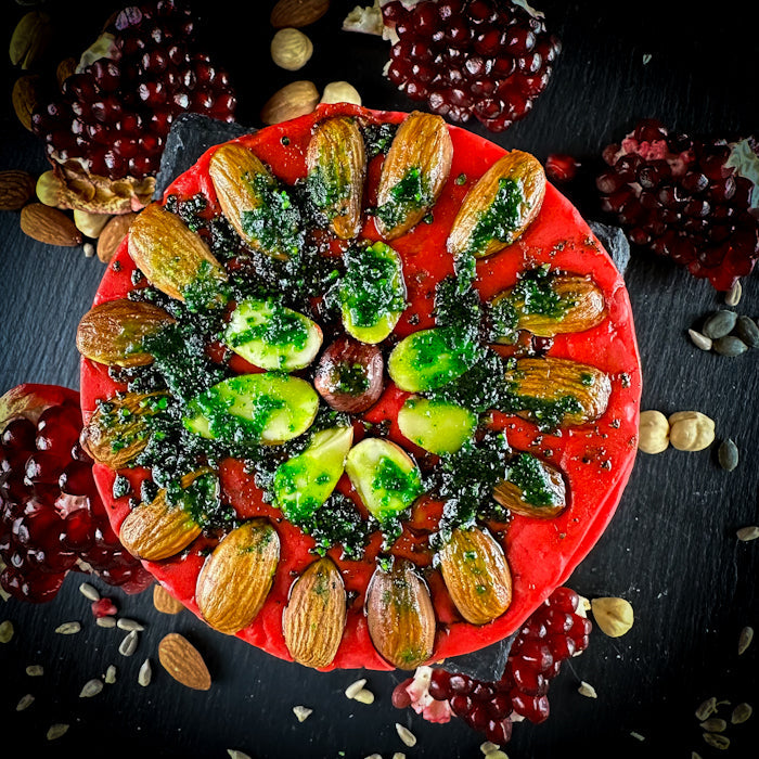 Mini-tortīte no Samarkandas halvas - sulīgs granātābols